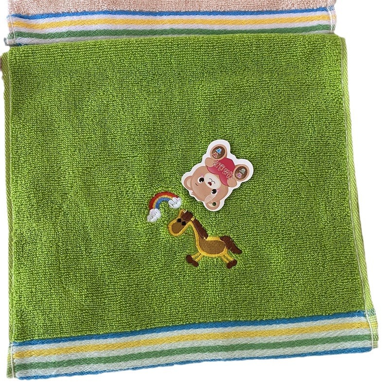 Wholesale double sided limit stock children's towel cartoon animal weather panda bear claw pony pineapple lattice embroidered children's towel