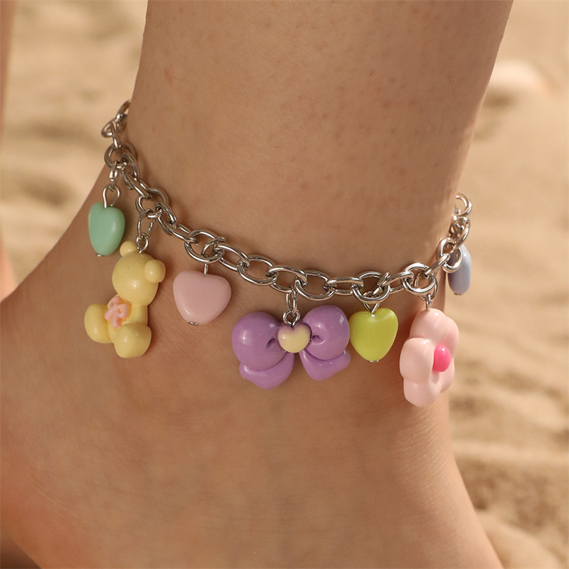 Браслет для ног с медвежьим подвесом в бохо стиле для девочек