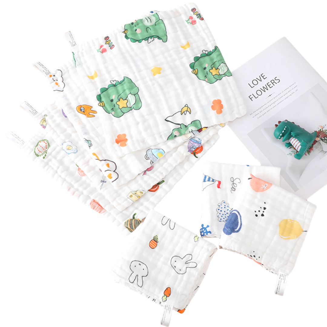 [affordable] six layers of 30x 30cm cotton small square gauze baby soft bubble cotton saliva towel