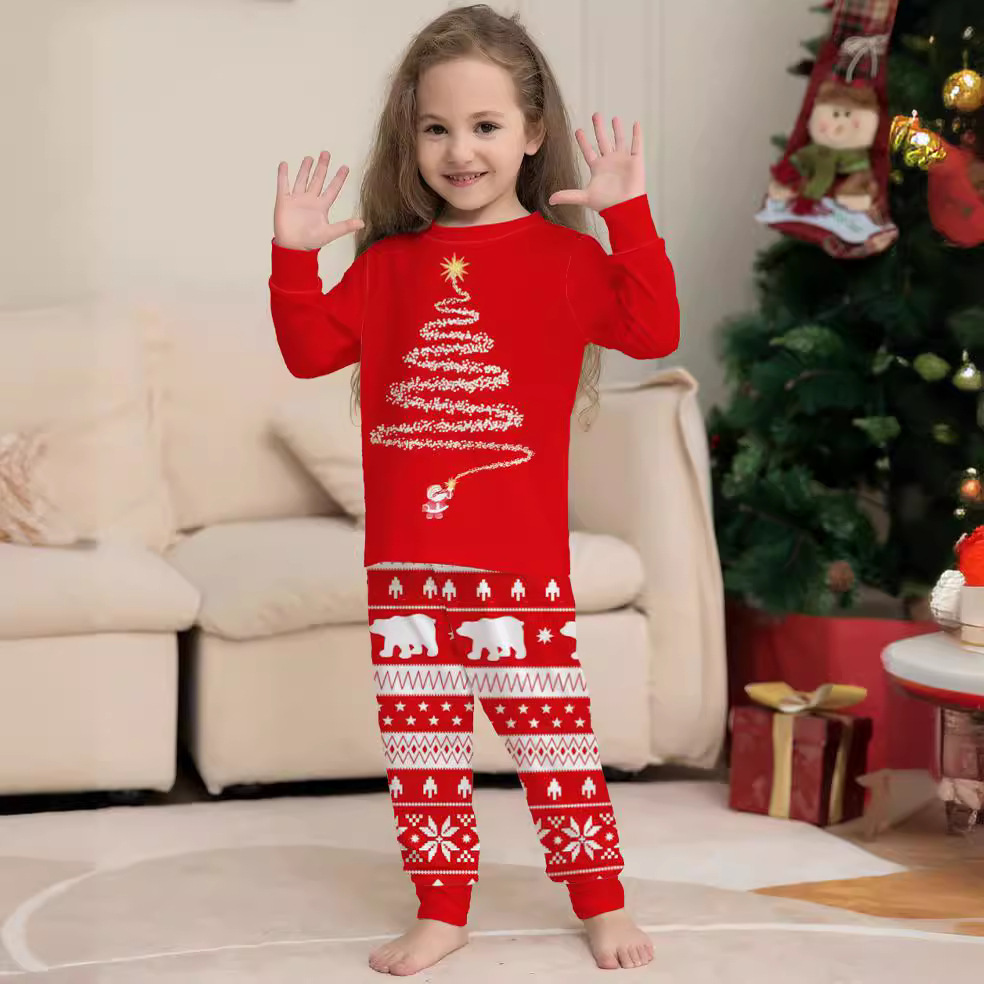 Ebay Amazon Family Clothing Santa Claus European and American Christmas New Digital Printed Pajamas Home Clothes Family Clothing
