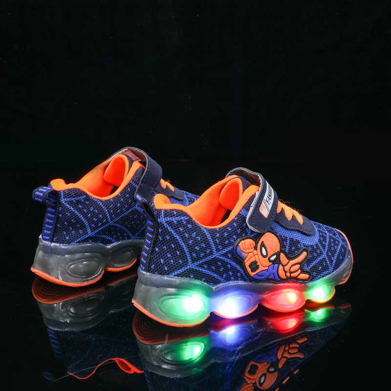 2022 Spring and Autumn New Cartoon Boys Sports Mesh Shoes Light-up Children's Breathable Mesh LED Light Shoes