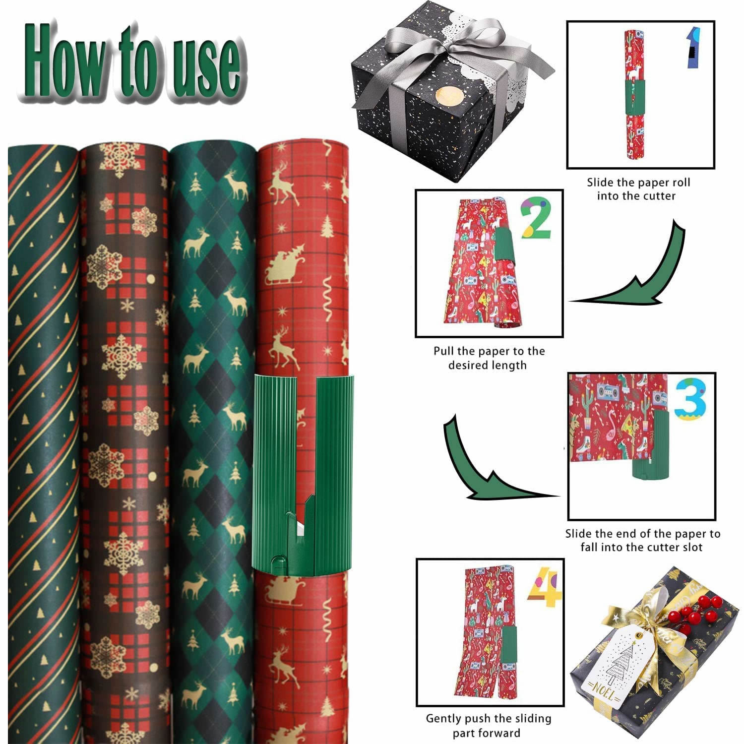 Replaceable Blade Cylinder Paper Cutter Wrapping Papercutte Christmas Gift Wrapping Paper Cutting Tool