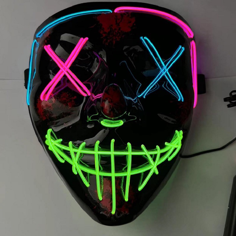 Halloween V Vendetta Luminous Mask Horror Mask LED Cold Light Luminous Mask Role Playing Tao in stock