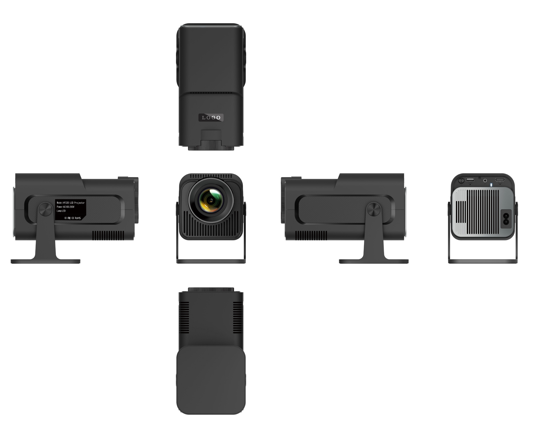 New HY320 Portable Mini Projector 4k HD Projector 1080P Wireless Same Screen Camping