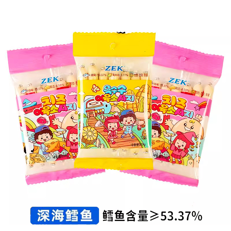 Колбаса из трески ZEK с сыром 7 упаковок, импорт из Южной Кореи, детская закуска, завтрак, кукурузная колбаса из трески 105г