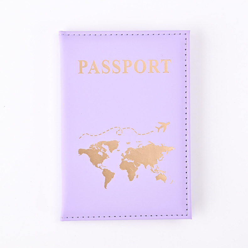 New Bronzing PU Leather World Map Passport Holder Cross-border Travel Passport Protective Cover Card Case