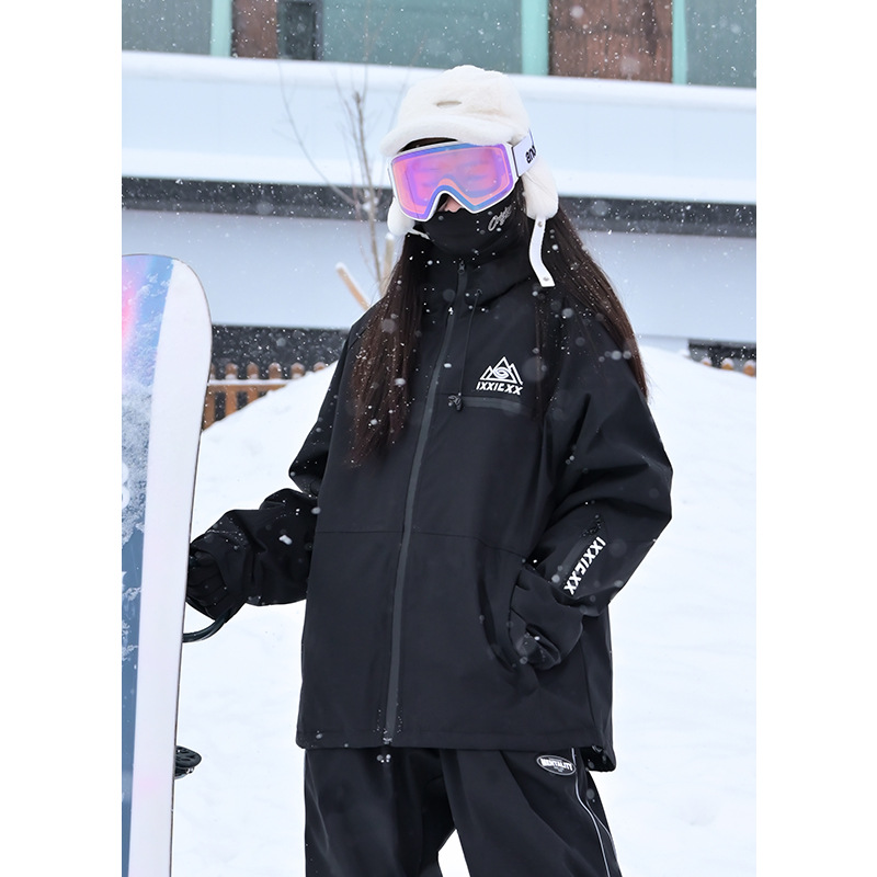 Ski Resort Cost-effective Winter cotton and thickening Snowboard Double-board Windproof Waterproof Hooded Mountaineering Ski Suit for Men and Women