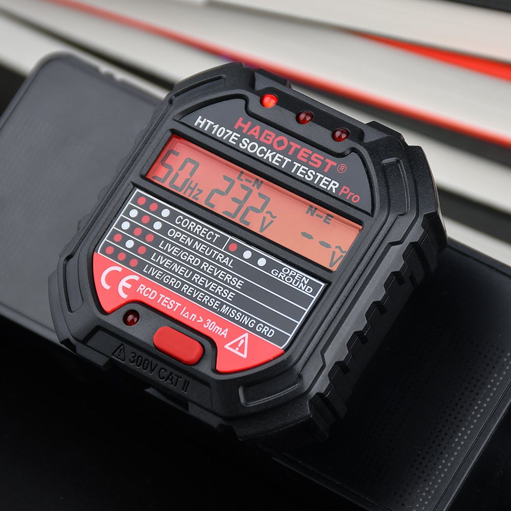 Habotest Factory Store Ht107E Multi-Function Digital Display Socket Tester Electrician Line Meter Plug