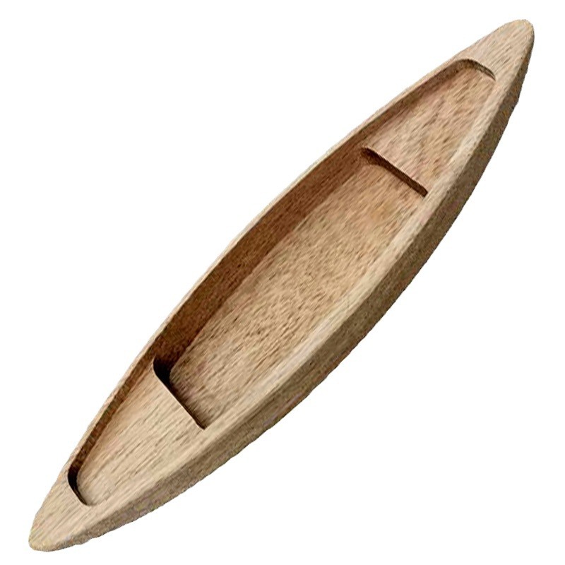 Fish Pond floating wooden boat model wooden log toy canoe drainable wooden solid wood boat