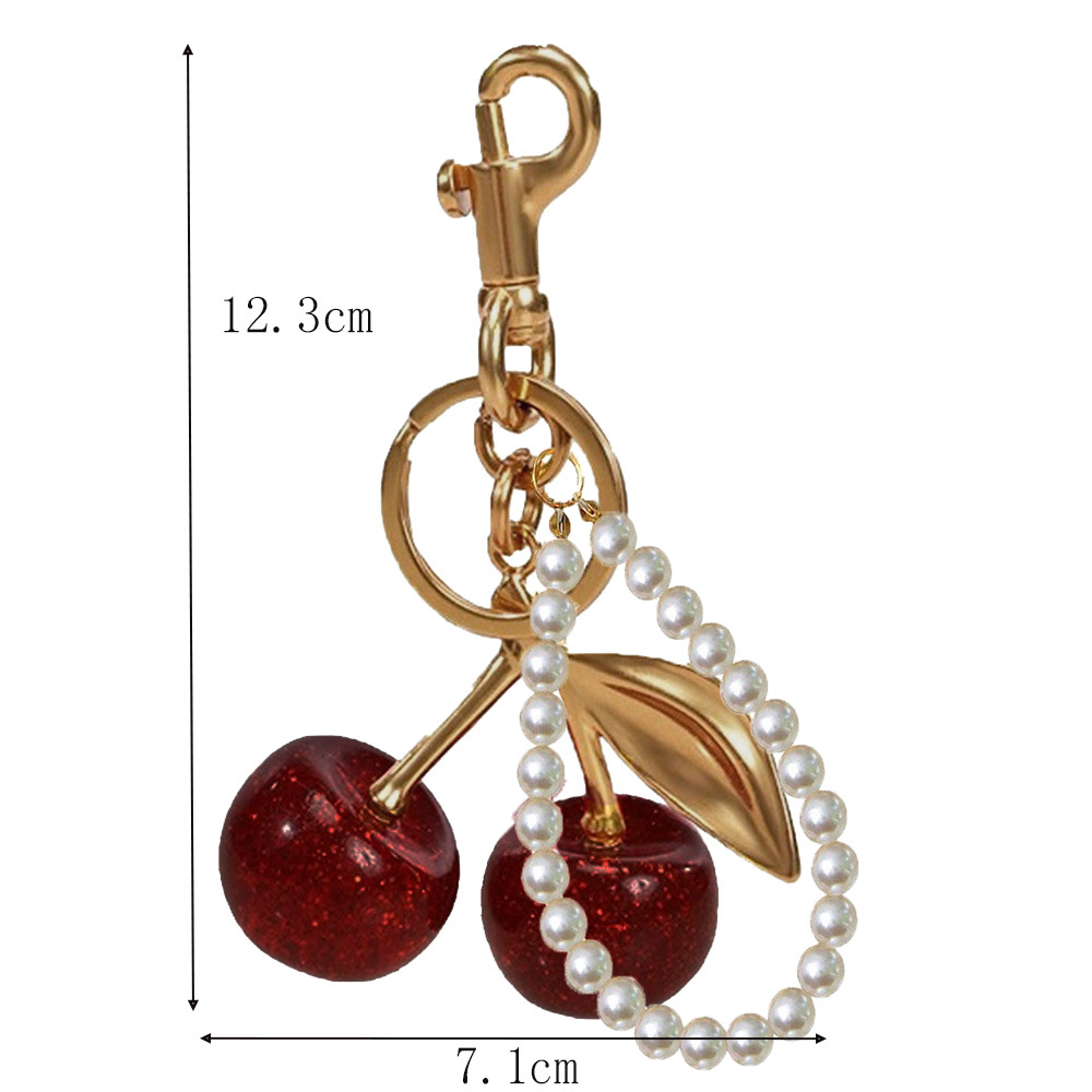 European and American Leather Bag Vintage Fashion Bag Pendant Keychain Cherry Hanging Simple Sweet Fruit Decoration Accessories