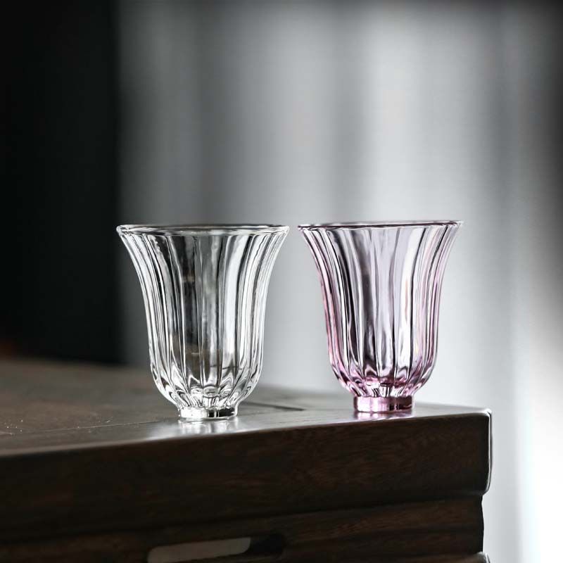 Japanese-Style Petal Small Tea Cup Single Cup Special Heat-Resistant Glass Tea Cup Hammer Pattern Master Cup Transparent Japanese-Style Household