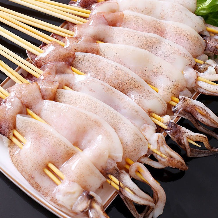 Iron Plate Large Squid Skewers Barbecue Skewers Hot Pot Fried Ingredients Family Commercial Fresh Frozen Semi-Finished Products Sf Free Shipping