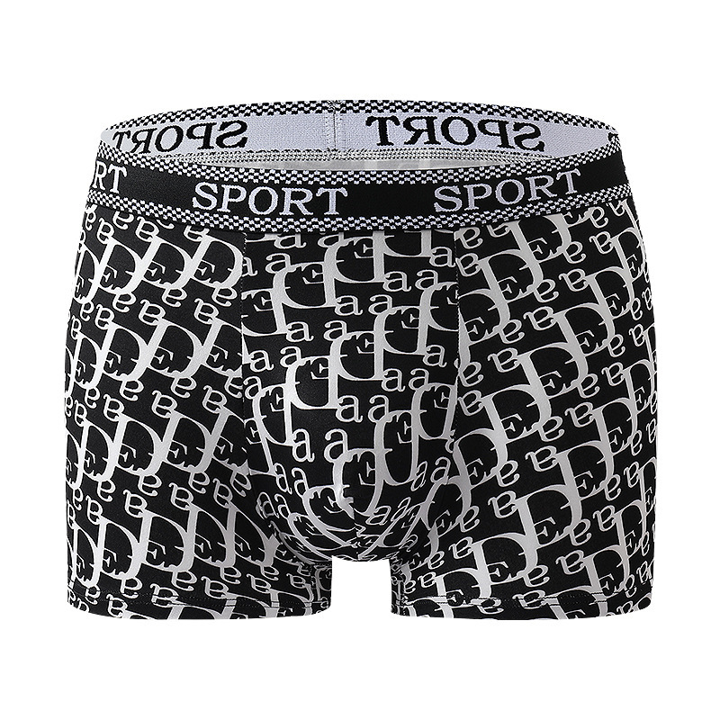 Cross-border men's boxer pants letter breathable comfortable loose thin underwear men's plus size boxer pants factory outlet
