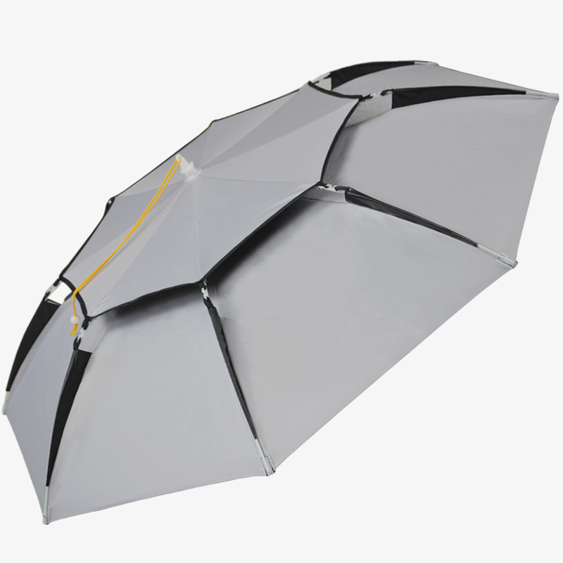 New Type Umbrella Cap Head-Mounted Fishing Umbrella Double-Layer Breathable Folding Large Outdoor Umbrella Tea Picking Sanitation Hat Ultra Light Umbrella