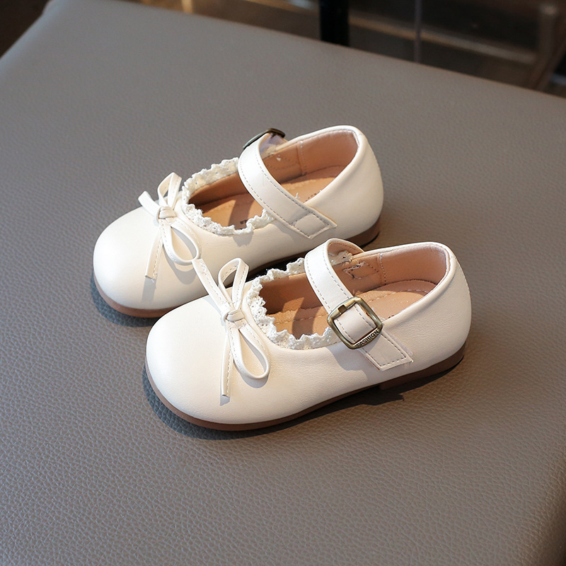 Children's Small Leather Shoes 2025 Spring and Autum New Korean Style Versatile Bow Princess Shoes Girls Soft Sole Baby Shoes