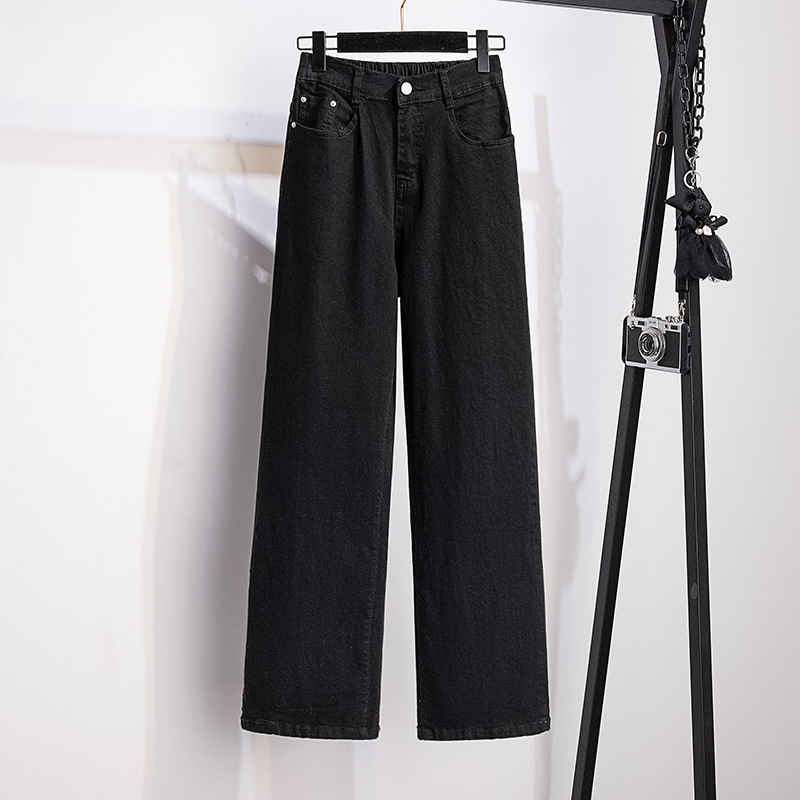 Super size women's 200/300kg denim pants high waist slim casual loose slim straight pants 3316