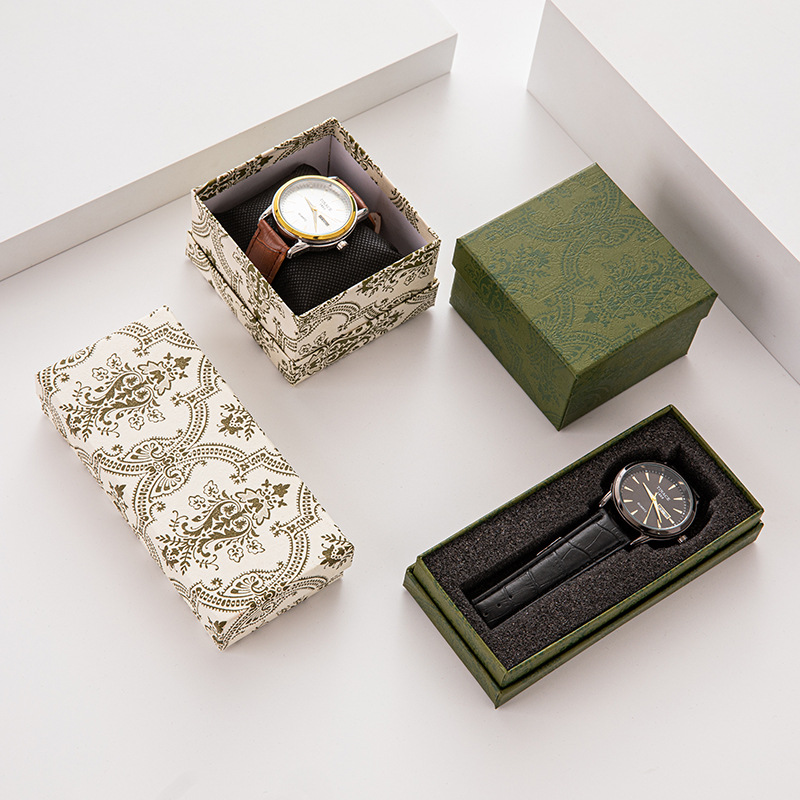 Manufacturer in stock classical printing multi-color watch box lid storage box rectangular square watch box
