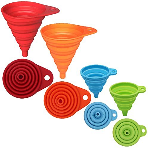 Food-Grade Portable Foldable Silicone Funnel for Home Kitchen Oil Pouring and Liquid Separation Tool, Retractable Silicone Small Funnel
