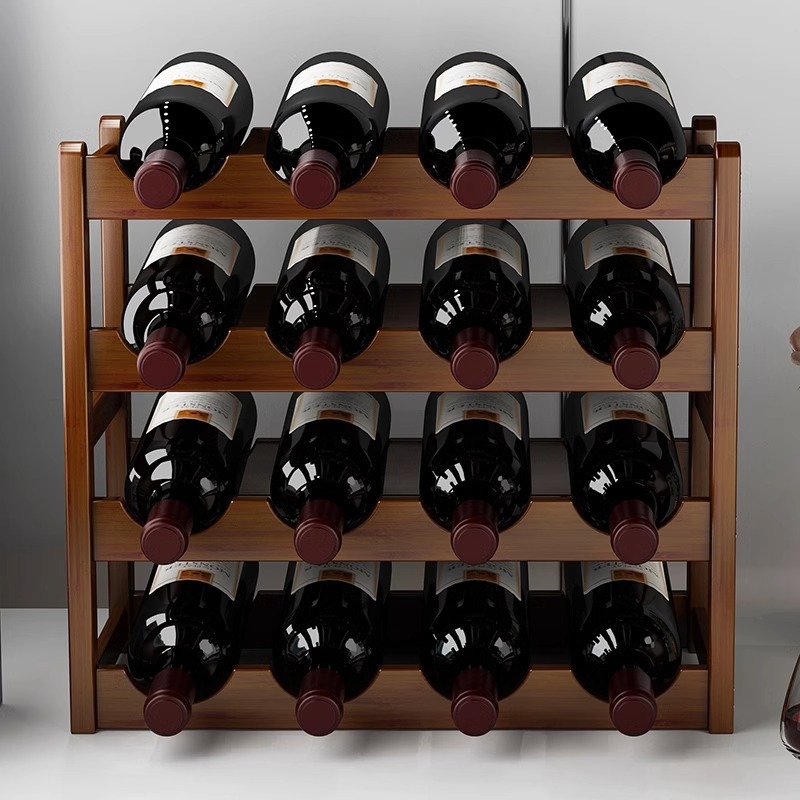 Simple Wine Rack Ornaments, Home Wine Cabinet Storage Rack, Solid Wood Living Room Wine Display Rack, Bar Wine Rack