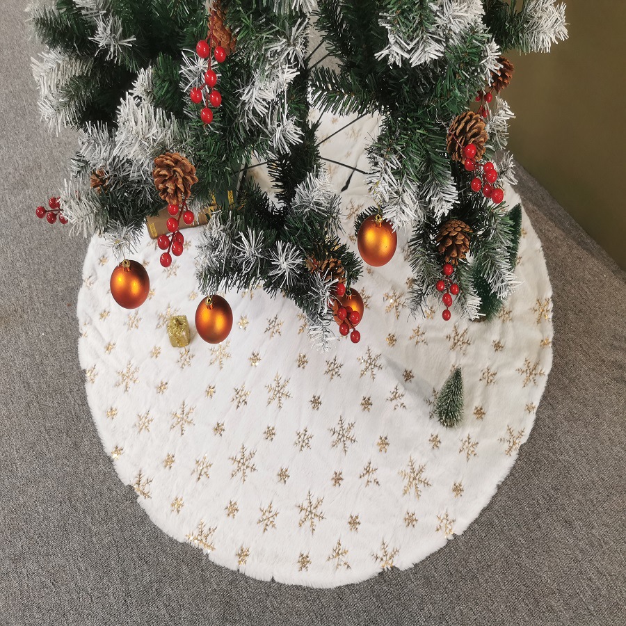 Юбка для елки с вышивкой, плюшевая юбка с пайетками