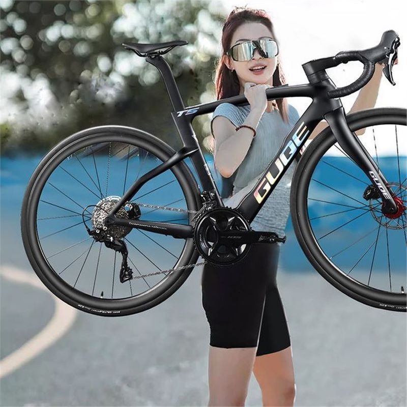 Guqe Valley Cycling Carbon Fiber Oil Pressure Disc Brake Curved Handlebar Ultra-Light Sports Cycling Variable Speed Adult Road Bike