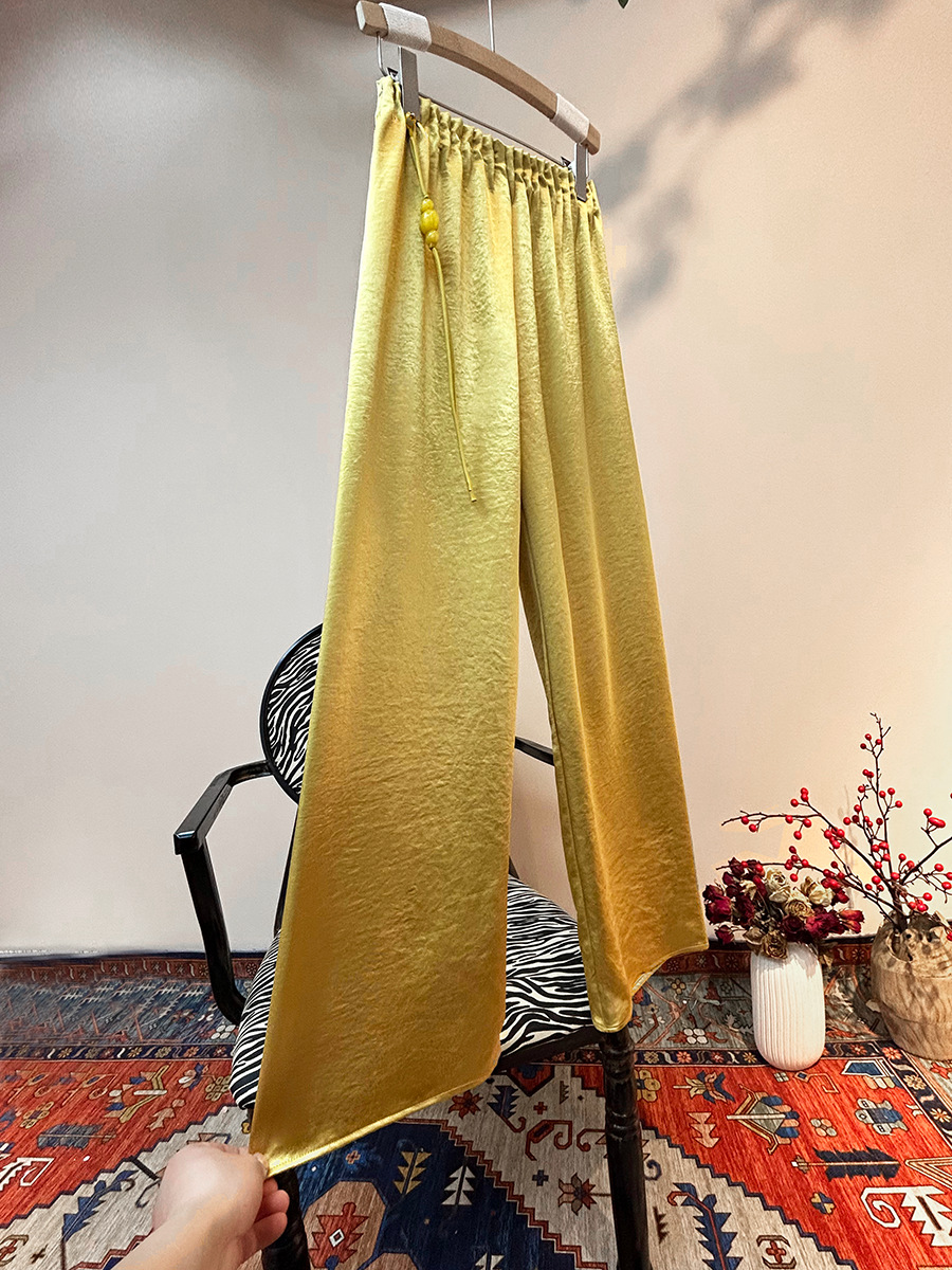 Брюки с грушевидным подвесом, блестящие, весна 2025, высокая талия, элегантные, прямые