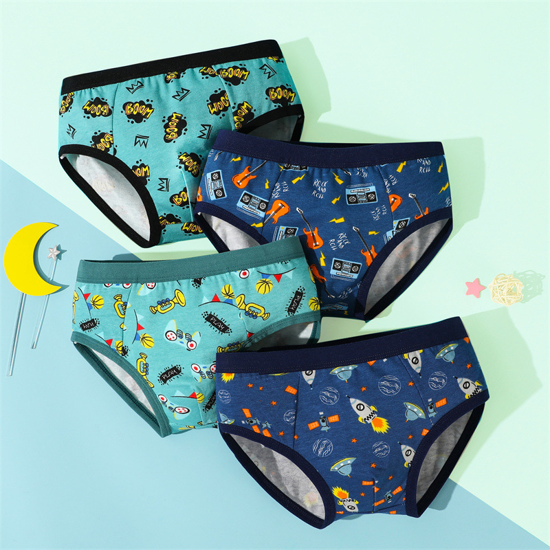 Boys' Underwear Pure Cotton Comfortable and Breathable Kidsren's Underwear for Boys, Middle and Large Kidsren Cartoon Baby Boy Briefs Factory Direct Sale