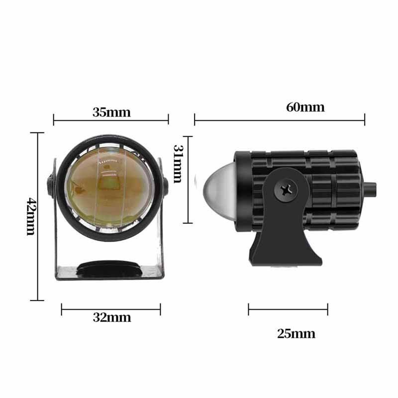 Two-color small steel gun 12-80v waterproof LED Motorcycle spotlight headlight two-color far and near integrated waterproof
