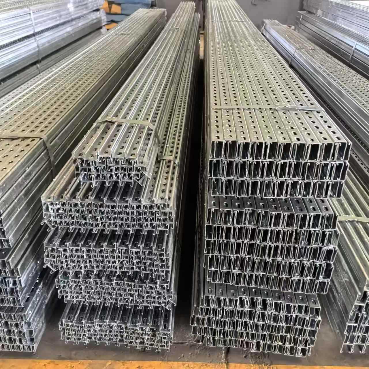 Tianjin Cold-Rolled C-Shaped Steel Q235B Punched Roof Purlin Hot-Dip Galvanized Solar Photovoltaic Bracket Anti-Seismic Bracket