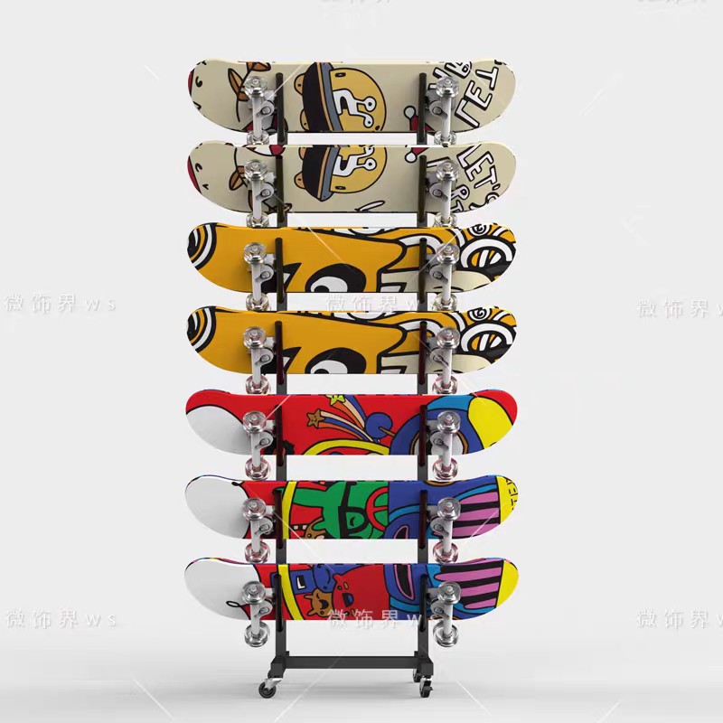 Snowboard storage rack floor storage rack skateboard display rack with wheels snowboard display rack household Snowboard Rack