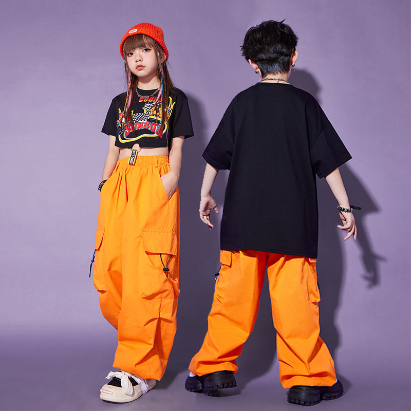 Hip-Hop Children's Fashion Clothing Jazz Dance Girls' Clothing Performance Clothing Summer Boys Handsome Hip-Hop Style HIPHOP Costume