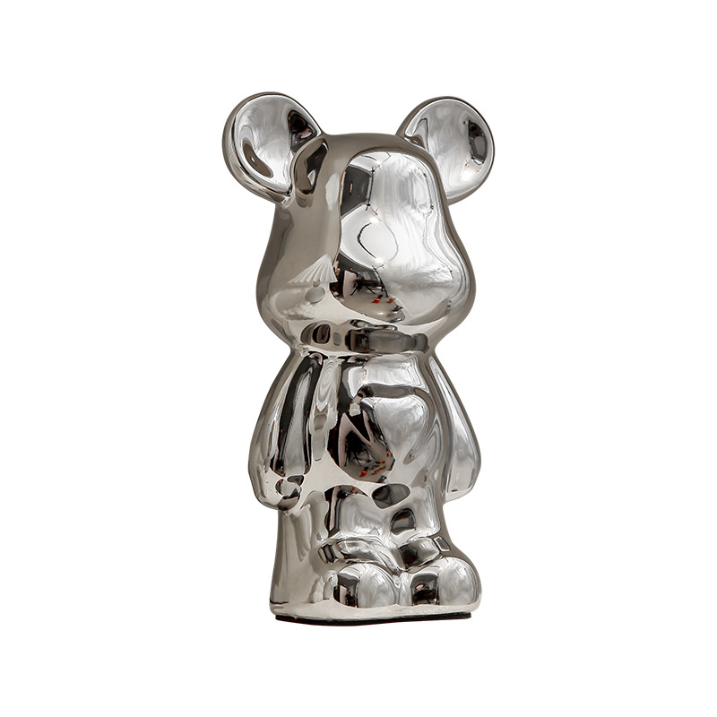 Trendy Play 28cm Ceramic Electroplating Love Violence Bear Light Luxury Entrance Wine Cabinet Ornaments Living Room TV Cabinet Decorations