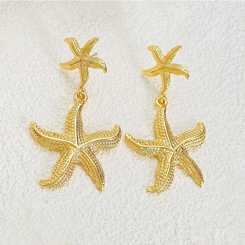European and American Cross-Border Retro Simple Ocean Stainless Steel Earrings Fashion Ins Elegant Starfish Accessible Luxury High-End Jewelry