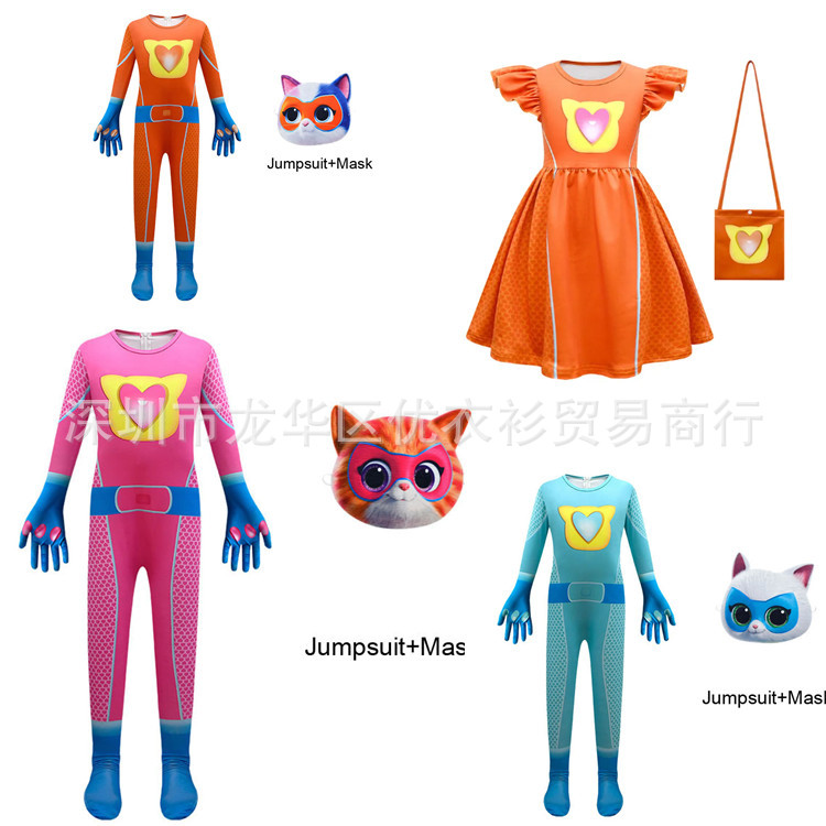 Новое платье для мальчиков Super Cat SuperKitties с летучими рукавами и юбкой А-силуэта