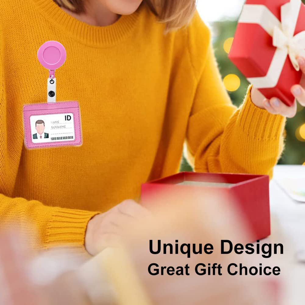 Color ABS plastic retractable rotating easy-to-pull alligator clip high rebound with transparent leather strip ID buckle