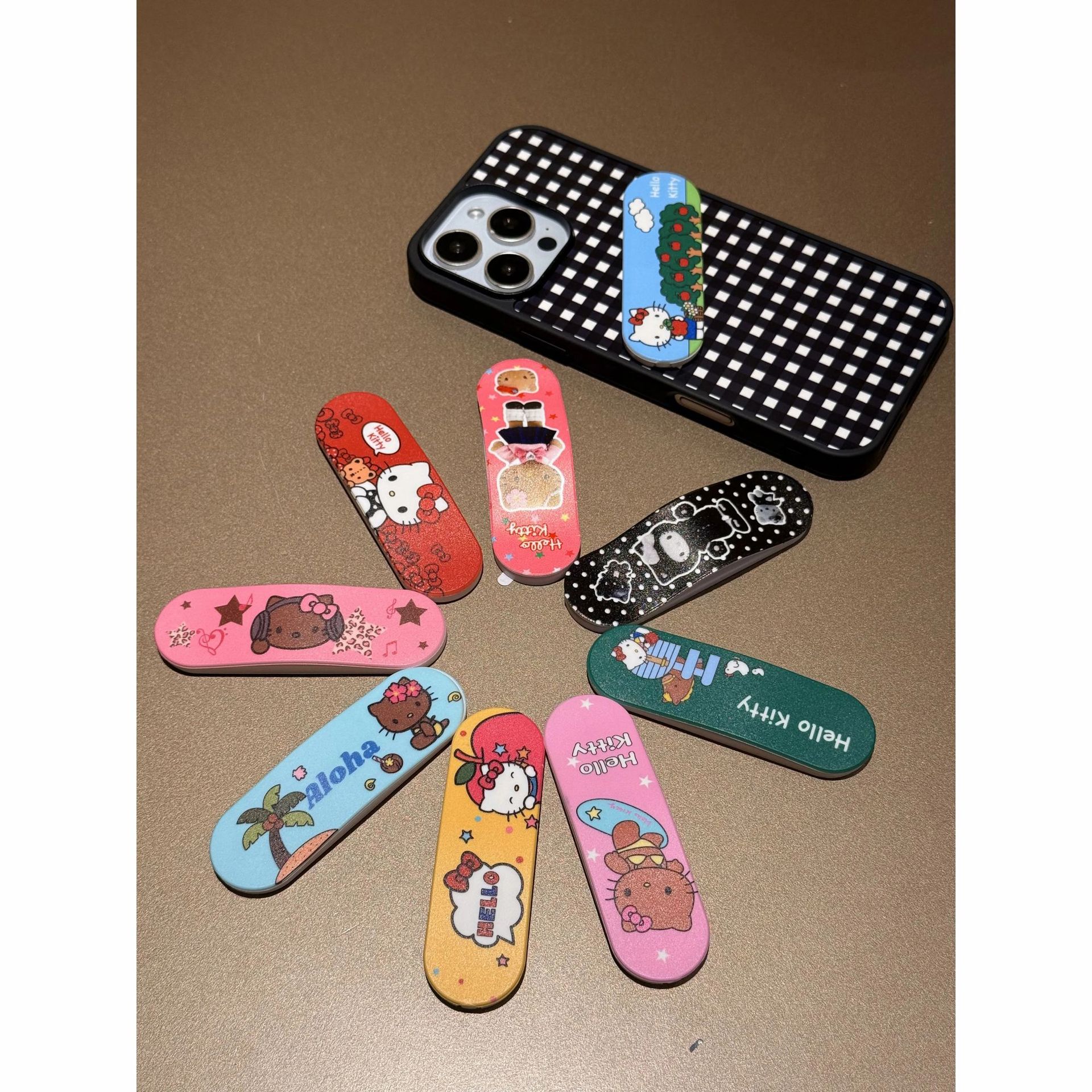 Ins Creative Kitty Collection Push-Pull Band-Aid Mobile Phone Case Holder Cartoon Cute Lazy Desktop Mobile Phone Holder