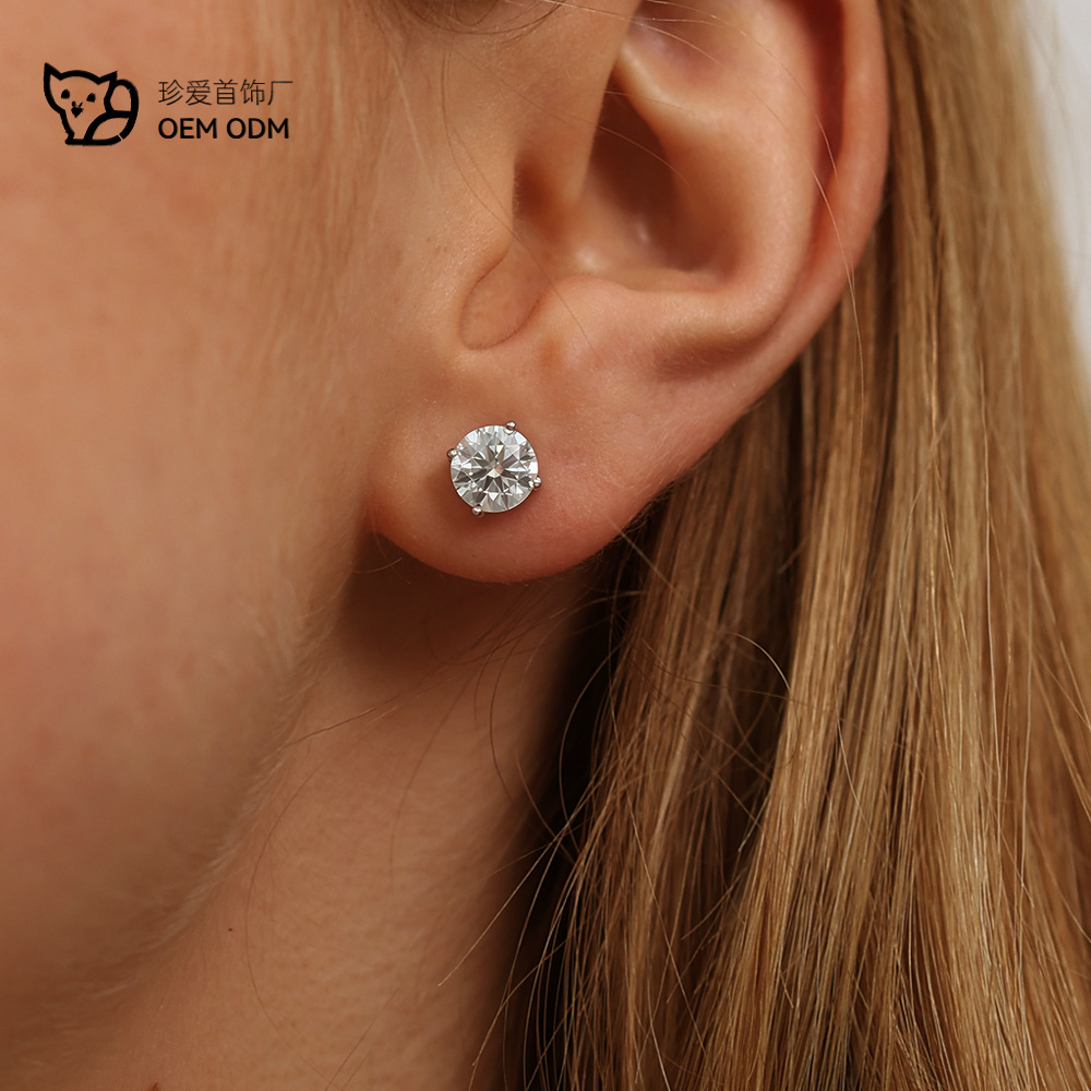 Классические серьги из моиссанита с четырьмя зажимами S925, мини для женщин