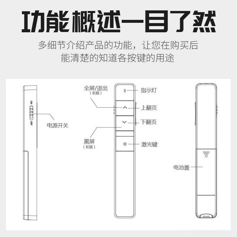 Deli flip pen 2802 2802P 2802G business teaching laser pen demonstration remote control pen PPT projection pen