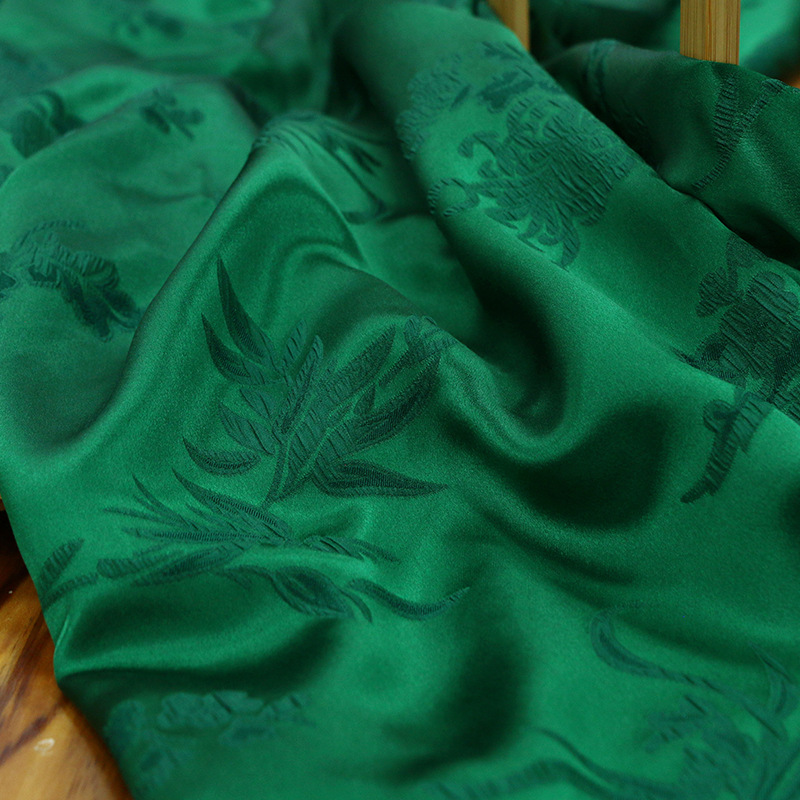 Four Gentlemen Plum Orchid Bamboo Chrysanthemum Stretch Silk Crown Music Crepe Embossed Jacquard Fabric Artistic Style Cheongsam Hanfu Fabric