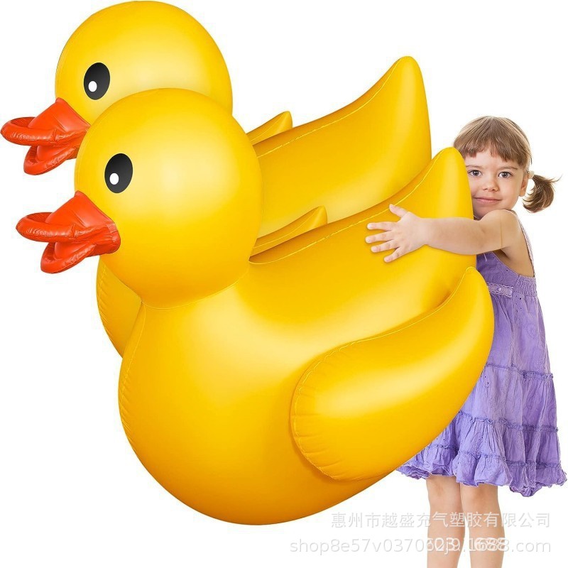 Thickened Yellow Duck Ride-On Float, Adult Inflatable Sunglasses Duck Pvc Swimming Ring Photography Prop, Cross-Border Ready Stock