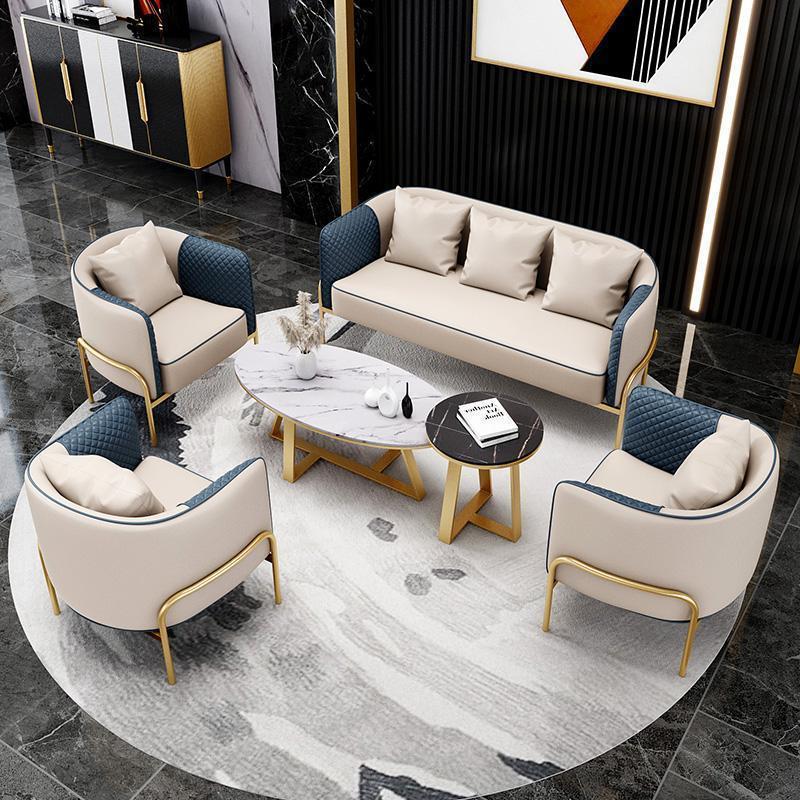 Light Luxury Negotiation Sofa Booth Combination Hotel Lobby Office Tea Room Sofa Sales Office Reception Desk and Chairs