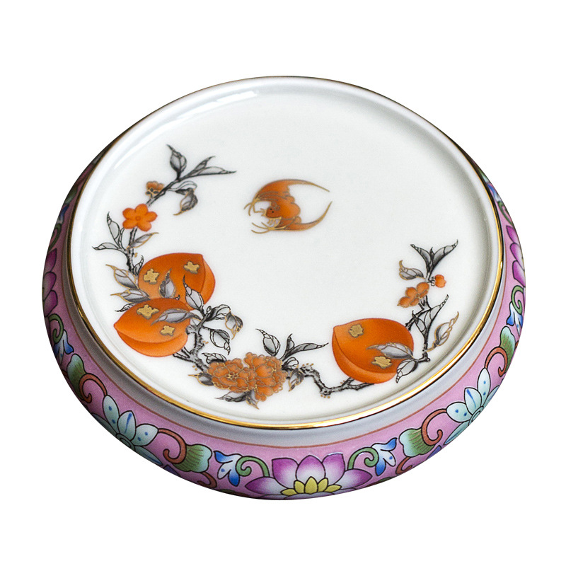 Ceramic Cover Enamel Color Cover Holder Kung Fu Tea Set Accessories Coaster Ornaments Cup Holder Retro Round Tea Coaster Pad Blue and White