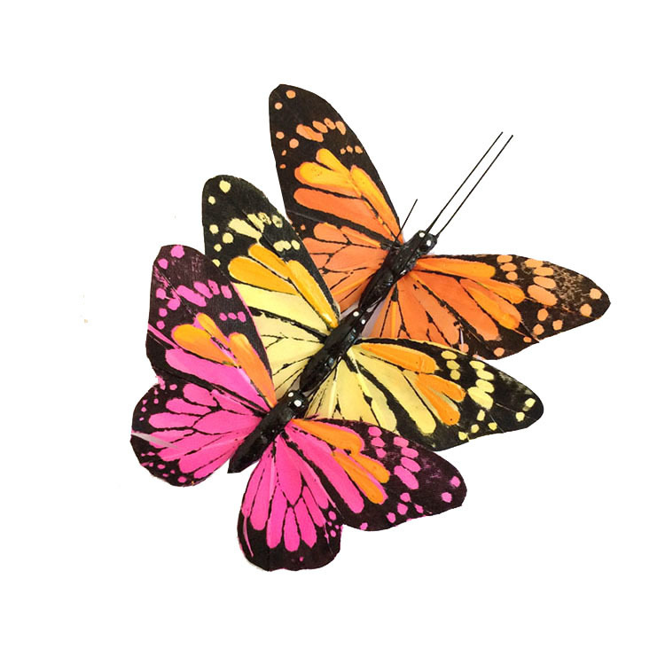 Handmade feather material factory direct feather butterfly simulation butterfly wedding decoration spot