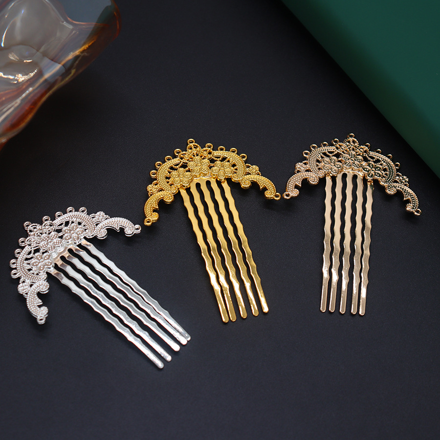 Алюминиевый зажим для волос с цветным электрофорезом, пористый резной плавающий облачный зажим, DIY древний стиль, ханфу, чонсам, ретро 11-дырочная слива