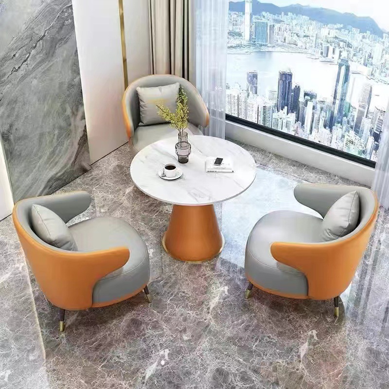 Single Sofa Coffee Table Combination Sales Office Balcony Leisure Business Hotel Beauty Salon Sofa Reception Negotiation Table and Chair