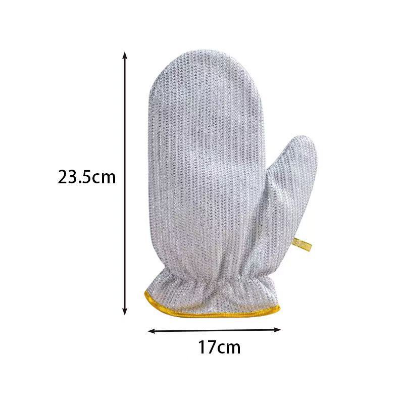 Steel Wire Waterproof Kitchen Dishwashing Brush Pot Silver Filament Decontamination Artifact No Injury Coated Hand Guard Heat Insulation Gloves Layered
