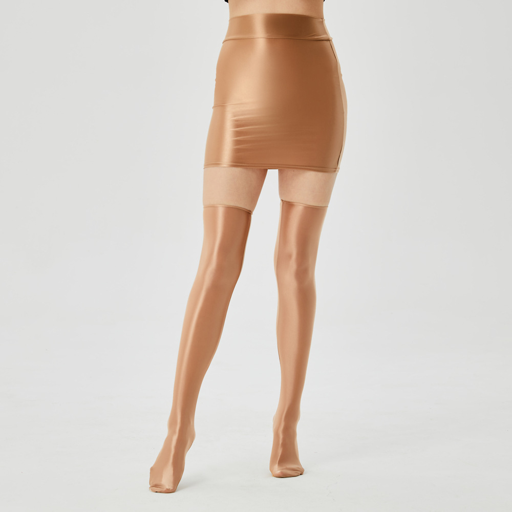 Thin oil-permeable bright luster silky high elastic large size miniskirt hip sexy European and American cross-border explosions ebay7070Q