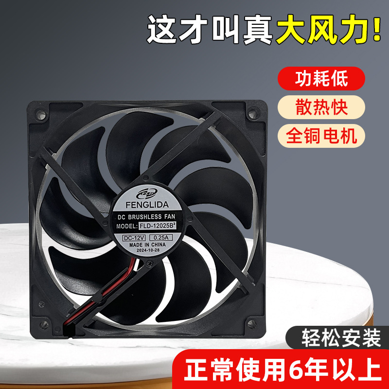 Новый тихий DC вентилятор питания 12025, медный мотор, быстрое охлаждение