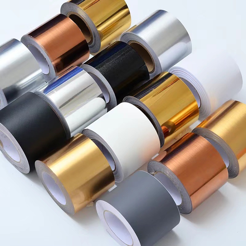 Thickened Imitation Metal Brushed Sticker Glass Door Frame Picture Frame Edge Sticker Decorative Waterproof Self-Adhesive Waistline Kicking Small