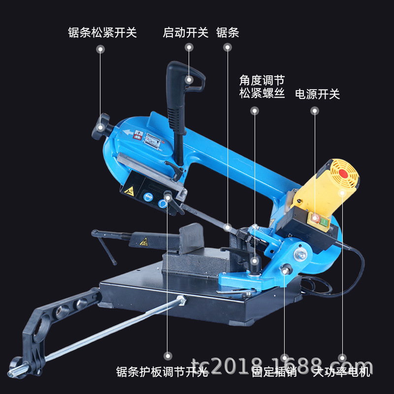 Tongchen metal band saw machine miniature small stainless steel cutting machine sawing machine horizontal woodworking band saw machine metal electric saw
